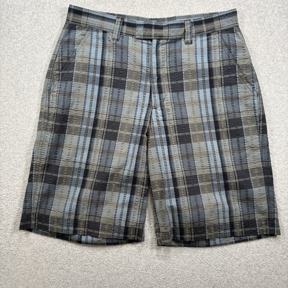 Patagonia Shorts Men's 28 Blue Seersucker Poly Organic Cotton Blend Stripe